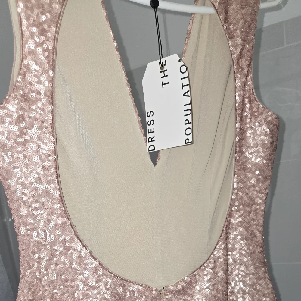 Dress the Population pink muted sequined dress sz m nwt - Picture 5 of 8